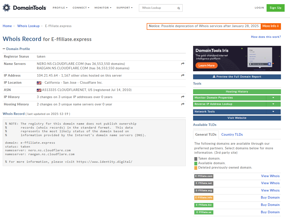 Figure 4: Phishing Website Infrastructure - Cloudflare CDN & Network Status
